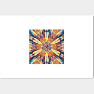 vivid bright primary coloured hexagonal kaleidoscope design Posters and Art